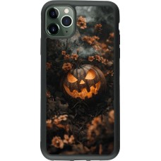 Coque iPhone 11 Pro Max - Silicone rigide noir Halloween 2025 Pumpkin with flowers