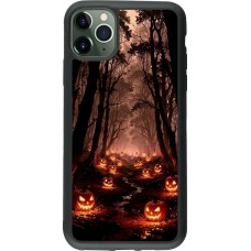 Coque iPhone 11 Pro Max - Silicone rigide noir Halloween 2025 Road of Terrifying Pumpkins