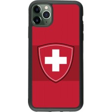 Coque iPhone 11 Pro Max - Silicone rigide noir Hockey World Championship Ecusson Suisse