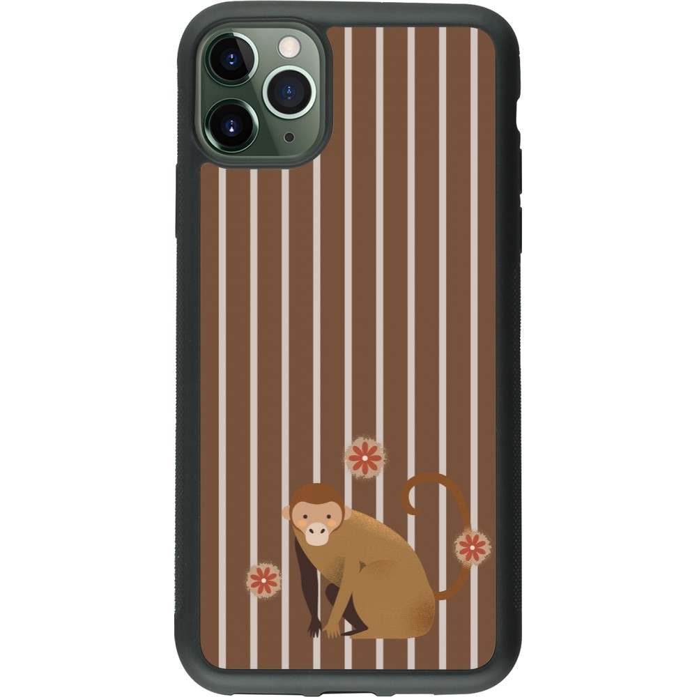 iPhone 11 Pro Max Case Hülle - Silikon schwarz Monkey with stripes