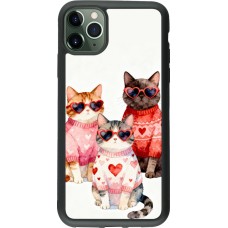 Coque iPhone 11 Pro Max - Silicone rigide noir Saint Valentines Day 26 Cat Love