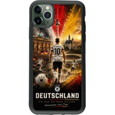 Coque iPhone 11 Pro Max - Silicone rigide noir Football Allemagne splash 2026