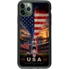 Coque iPhone 11 Pro Max - Silicone rigide noir Football États-Unis splash 2026