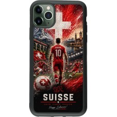 Coque iPhone 11 Pro Max - Silicone rigide noir Football Suisse splash 2026