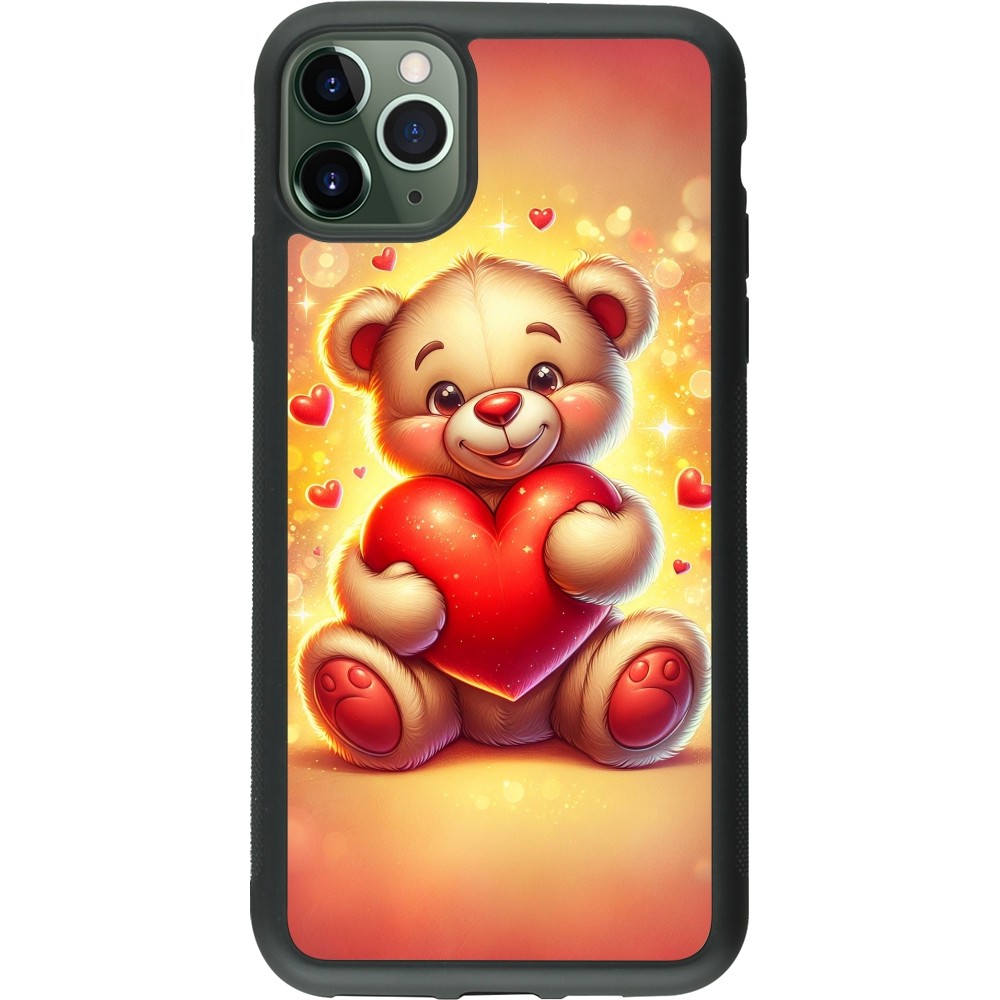 iPhone 11 Pro Max Case Hülle - Silikon schwarz Valentin 2024 Teddy Liebe
