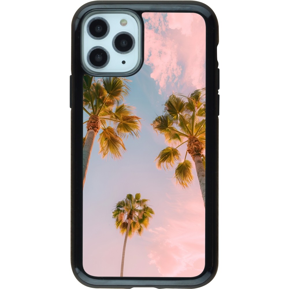 Coque iPhone 11 Pro - Hybrid Armor noir Summer 2025 Palmiers
