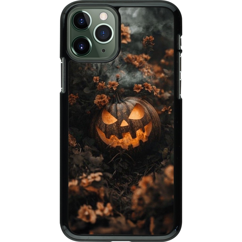 Coque iPhone 11 Pro - Halloween 2025 Pumpkin with flowers