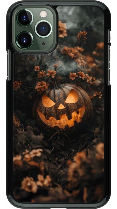 Coque iPhone 11 Pro - Halloween 2025 Pumpkin with flowers