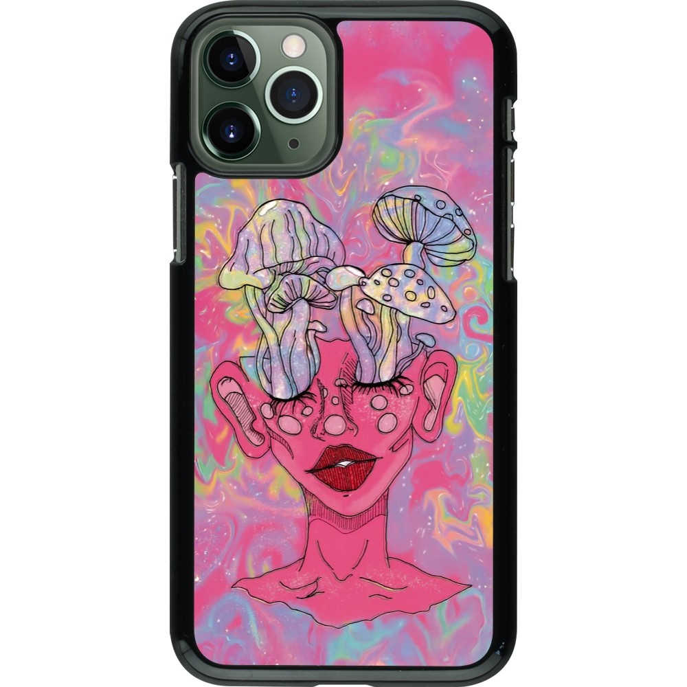 Coque iPhone 11 Pro - Psychedelic pink mushroom
