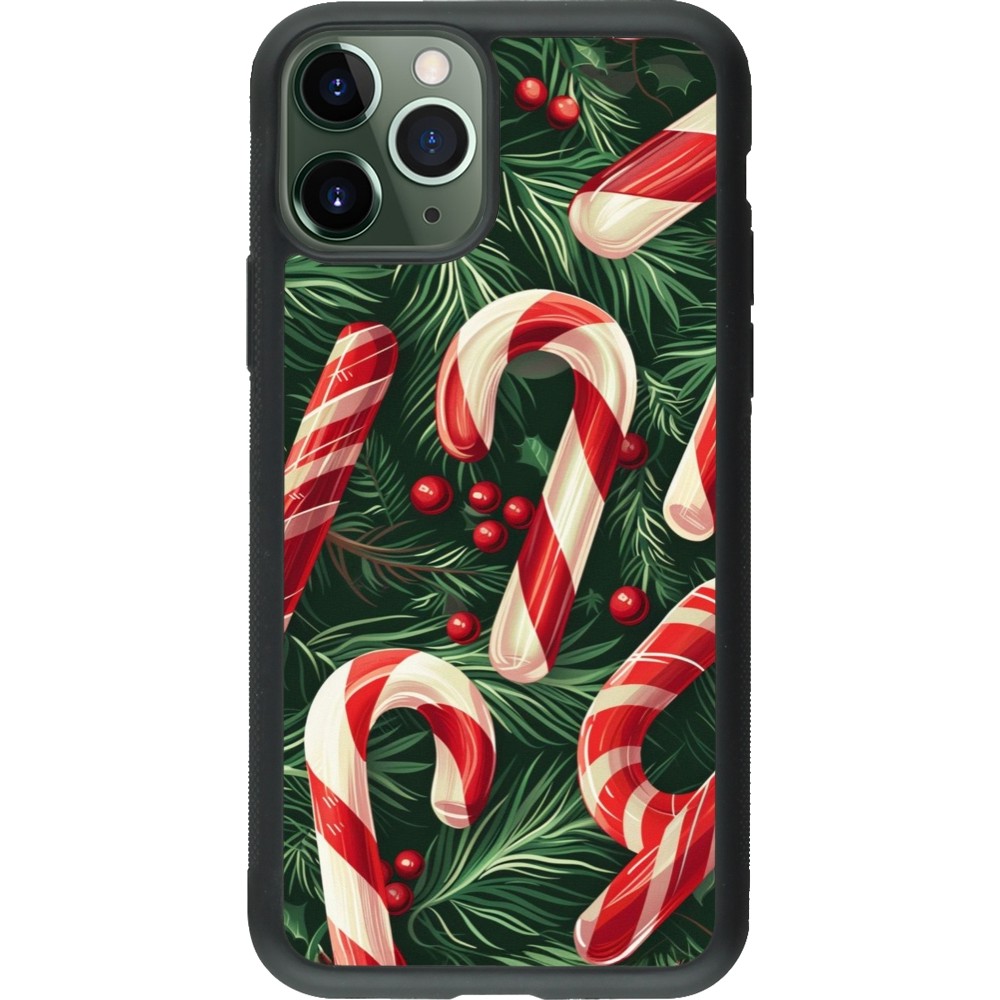 Coque iPhone 11 Pro - Silicone rigide noir Christmas 25 Xmas Stick