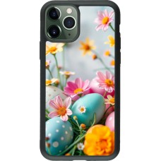 Coque iPhone 11 Pro - Silicone rigide noir Easter 2026 Eggs with flowers