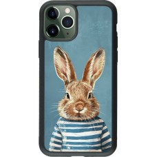 Coque iPhone 11 Pro - Silicone rigide noir Easter 2026 Rabbit navy