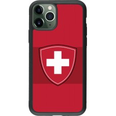 Coque iPhone 11 Pro - Silicone rigide noir Hockey World Championship Ecusson Suisse