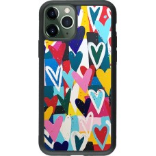 Coque iPhone 11 Pro - Silicone rigide noir Joyful Hearts