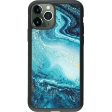 Coque iPhone 11 Pro - Silicone rigide noir Sea Foam Blue