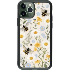 Coque iPhone 11 Pro - Silicone rigide noir Pattern bees Spring 2026