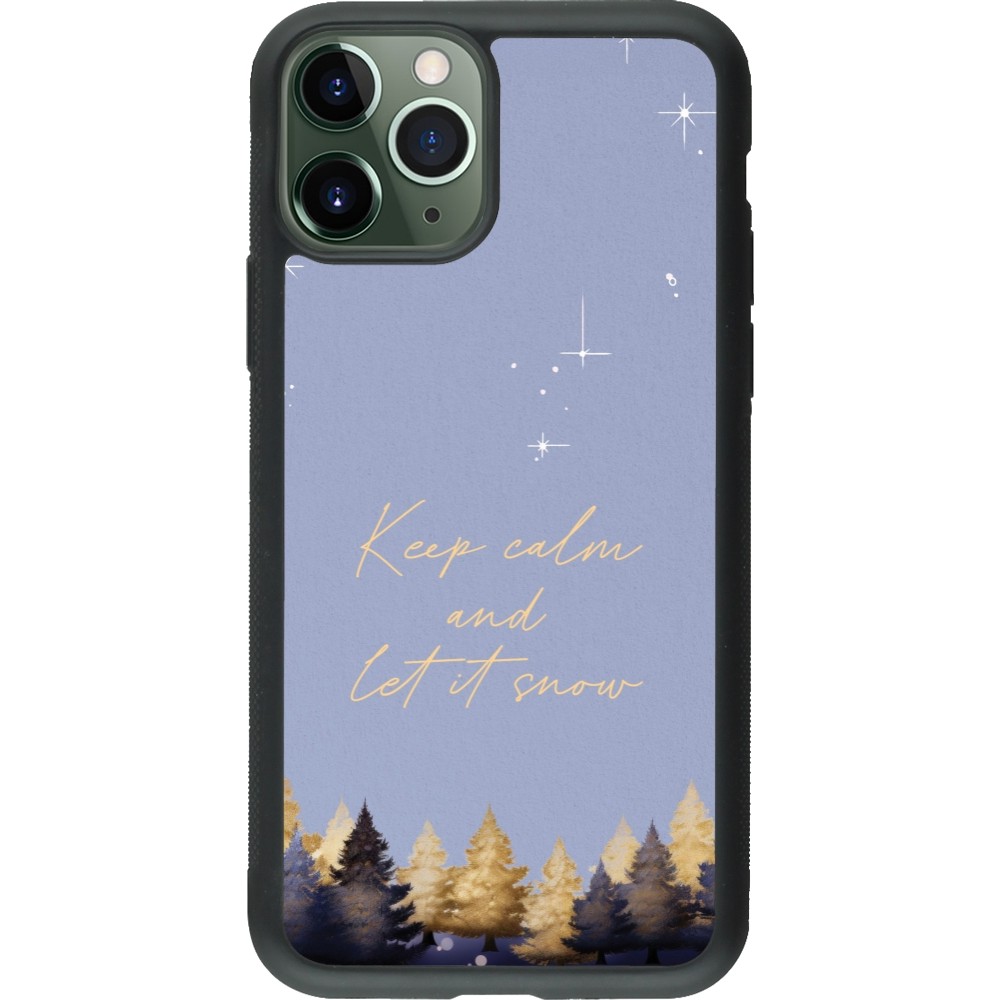 Coque iPhone 11 Pro - Silicone rigide noir Winter 25 Winter illustration of trees