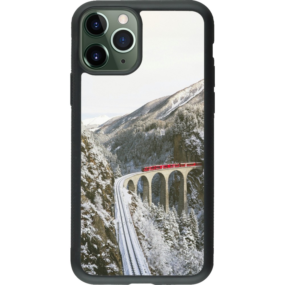 Coque iPhone 11 Pro - Silicone rigide noir Winter 25 Winter polar express