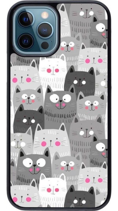Coque iPhone 12 / 12 Pro - Chats gris troupeau