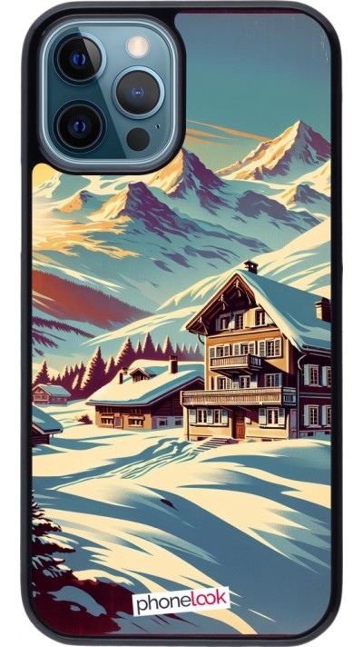 Coque iPhone 12 / 12 Pro - Chalet montagne enneigée