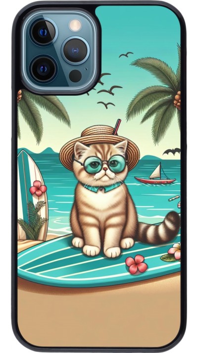 Coque iPhone 12 / 12 Pro - Chat Surf Style