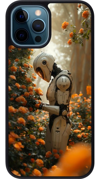 iPhone 12 / 12 Pro Case Hülle - Silikon schwarz Astronaut flowers 2025