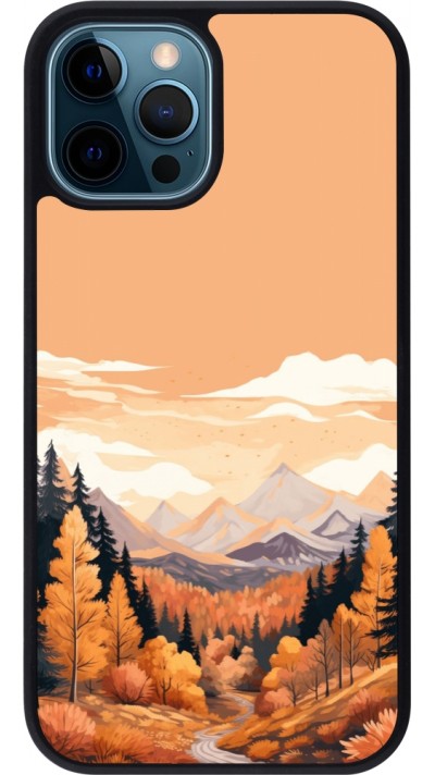 iPhone 12 / 12 Pro Case Hülle - Silikon schwarz Autumn 25 Mountains