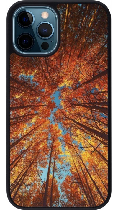 iPhone 12 / 12 Pro Case Hülle - Silikon schwarz Autumn 25 Trees