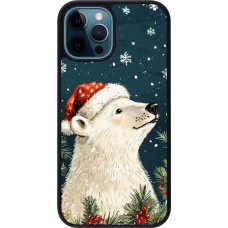 Coque iPhone 12 / 12 Pro - Silicone rigide noir Christmas 25 Bear
