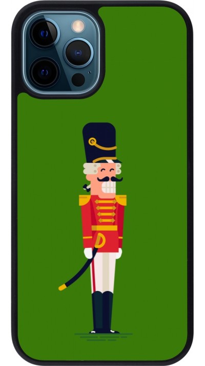 Coque iPhone 12 / 12 Pro - Silicone rigide noir Christmas 25 Nutcracker Green