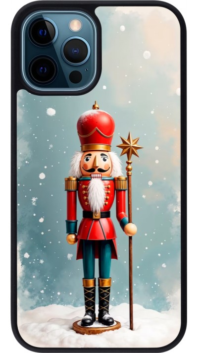 Coque iPhone 12 / 12 Pro - Silicone rigide noir Christmas 25 Nutcracker Snow