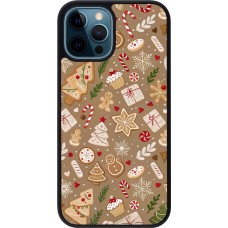 Coque iPhone 12 / 12 Pro - Silicone rigide noir Christmas 25 Pattern Ginger Cookie