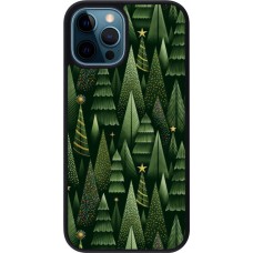 Coque iPhone 12 / 12 Pro - Silicone rigide noir Christmas 25 Pattern Xmas Tree