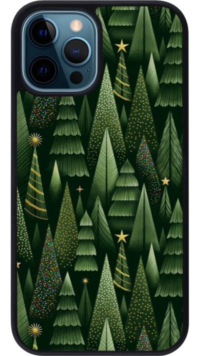 Coque iPhone 12 / 12 Pro - Silicone rigide noir Christmas 25 Pattern Xmas Tree