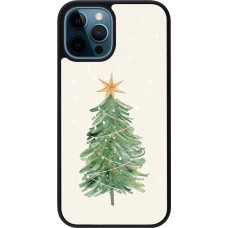 Coque iPhone 12 / 12 Pro - Silicone rigide noir Christmas 25 Sketch Tree