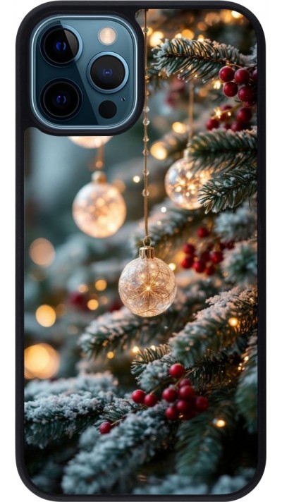 Coque iPhone 12 / 12 Pro - Silicone rigide noir Christmas 25 Xmas Decorated Tree