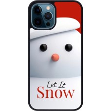 Coque iPhone 12 / 12 Pro - Silicone rigide noir Christmas 25 Xmas Snowman