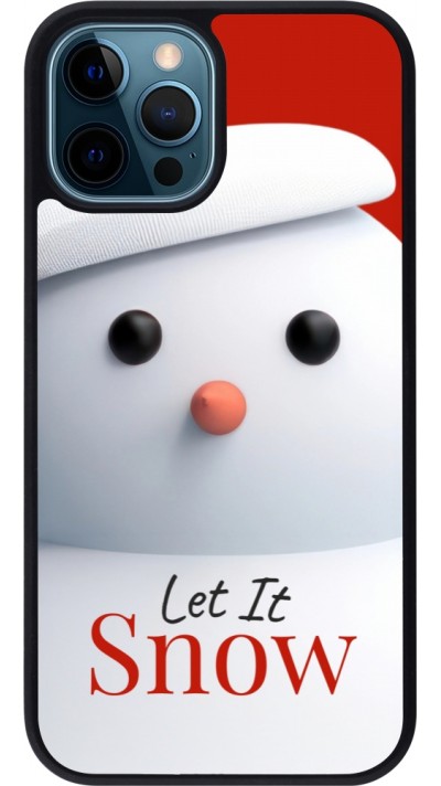 Coque iPhone 12 / 12 Pro - Silicone rigide noir Christmas 25 Xmas Snowman