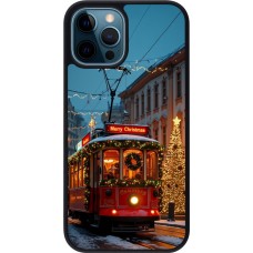 Coque iPhone 12 / 12 Pro - Silicone rigide noir Christmas 25 Xmas Train