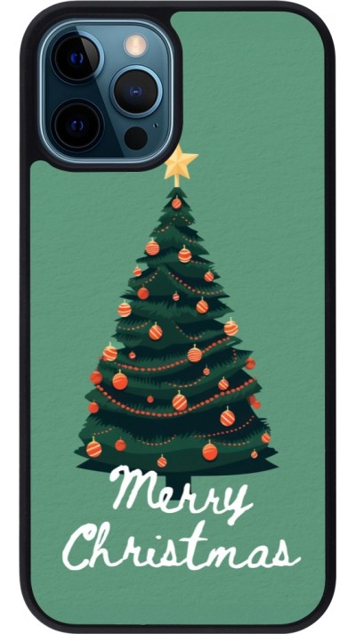 Coque iPhone 12 / 12 Pro - Silicone rigide noir Christmas 25 Xmas Tree