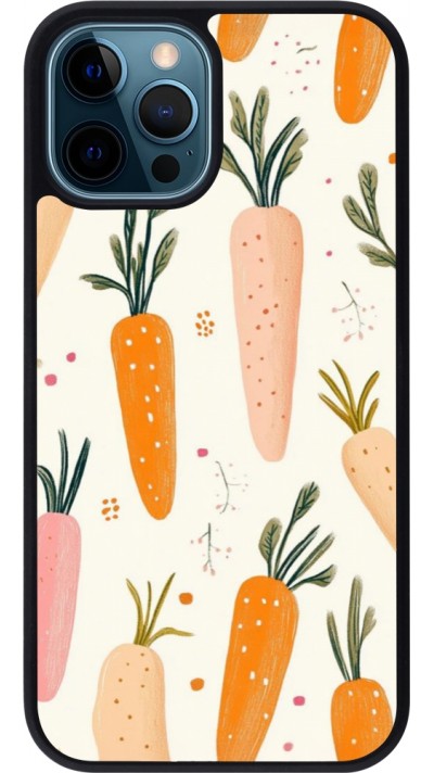 Coque iPhone 12 / 12 Pro - Silicone rigide noir Easter 2026 Illustration carrots