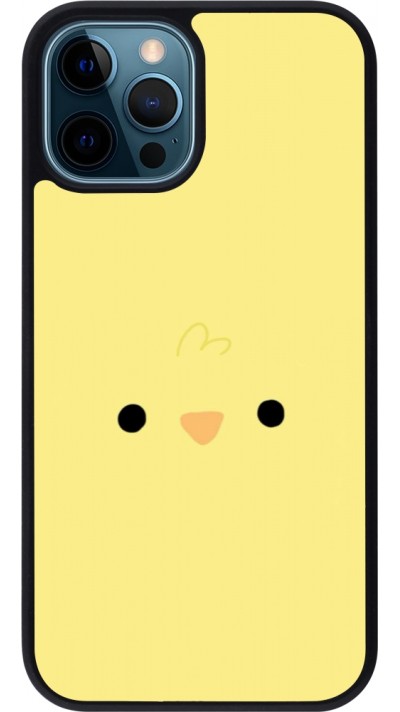 Coque iPhone 12 / 12 Pro - Silicone rigide noir Easter 2026 Little chicken