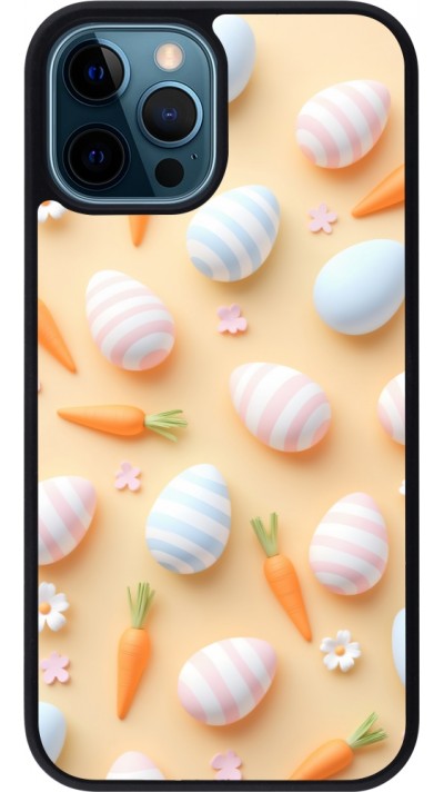 Coque iPhone 12 / 12 Pro - Silicone rigide noir Easter 2026 Pattern Easter