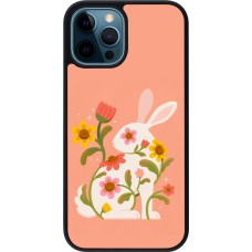 Coque iPhone 12 / 12 Pro - Silicone rigide noir Easter 2026 Rabbit collage