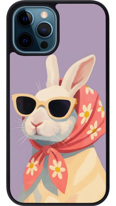 Coque iPhone 12 / 12 Pro - Silicone rigide noir Easter 2026 Rabbit with scarf