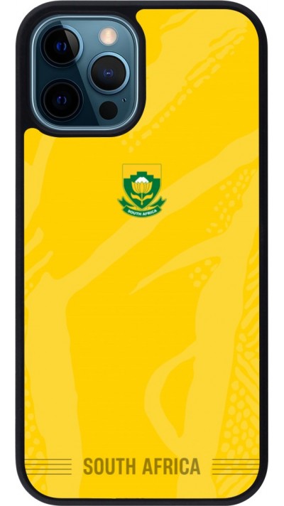 Coque iPhone 12 / 12 Pro - Silicone rigide noir Maillot de football Afrique du Sud 2026 personnalisable