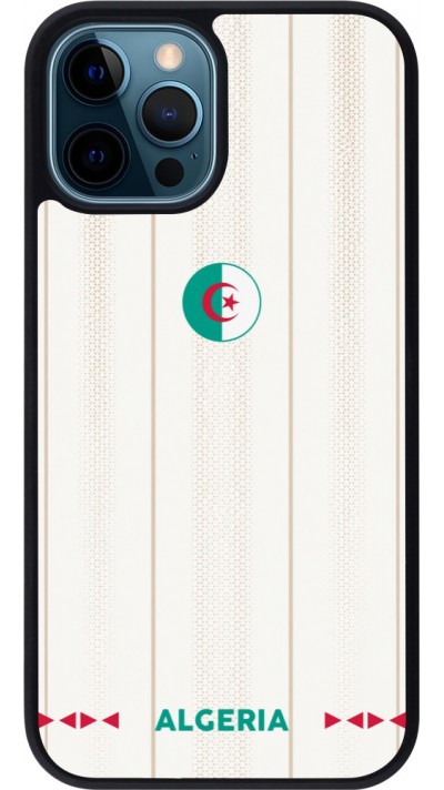 Coque iPhone 12 / 12 Pro - Silicone rigide noir Maillot de football Algérie 2026 personnalisable