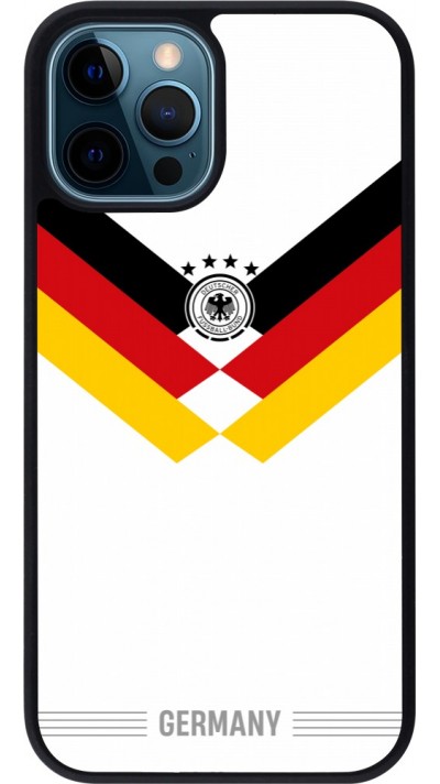 Coque iPhone 12 / 12 Pro - Silicone rigide noir Maillot de football Allemagne 2026 personnalisable