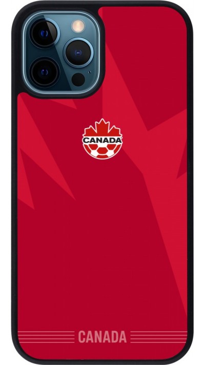 Coque iPhone 12 / 12 Pro - Silicone rigide noir Maillot de football Canada 2026 personnalisable