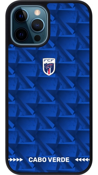 Coque iPhone 12 / 12 Pro - Silicone rigide noir Maillot de football Cap-Vert 2026 personnalisable